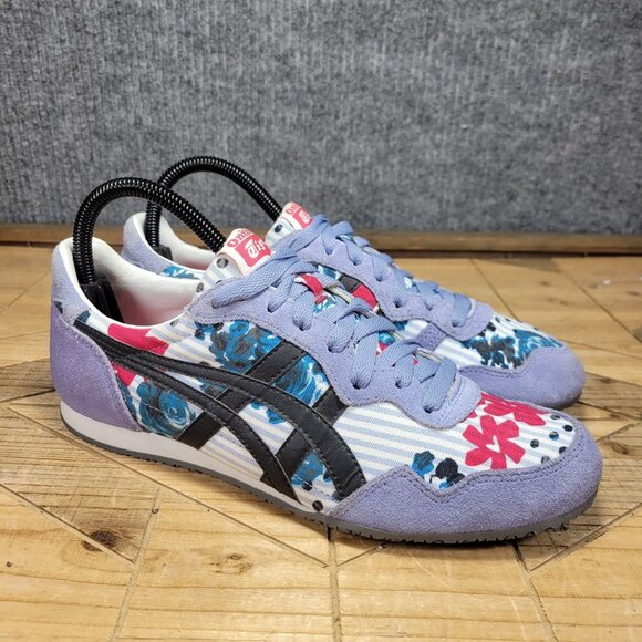 Onitsuka Tiger by Asics Shoes - Onitsuka Tiger Serrano Womens Shoes Size 8.5 Blue Floral Retro Athletic Sneakers